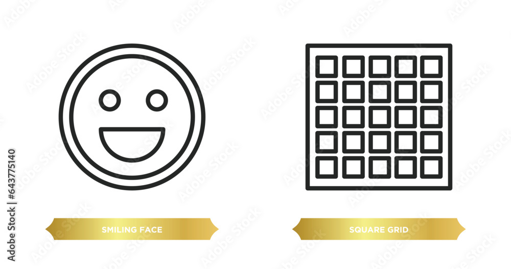 Poster two editable outline icons from ultimate glyphicons concept. thin line icons such as smiling face, s