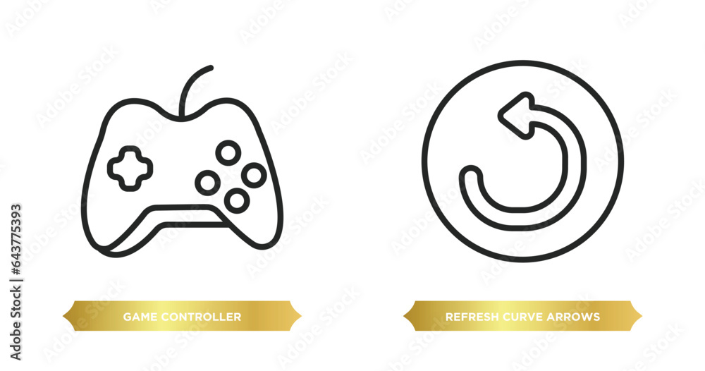Poster two editable outline icons from ultimate glyphicons concept. thin line icons such as game controller