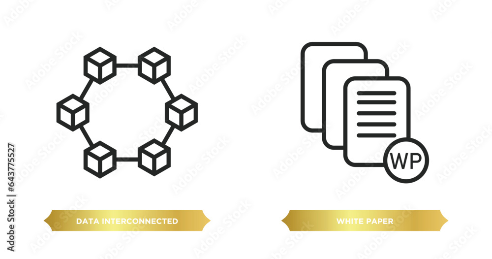 Poster two editable outline icons from user interface concept. thin line icons such as data interconnected,