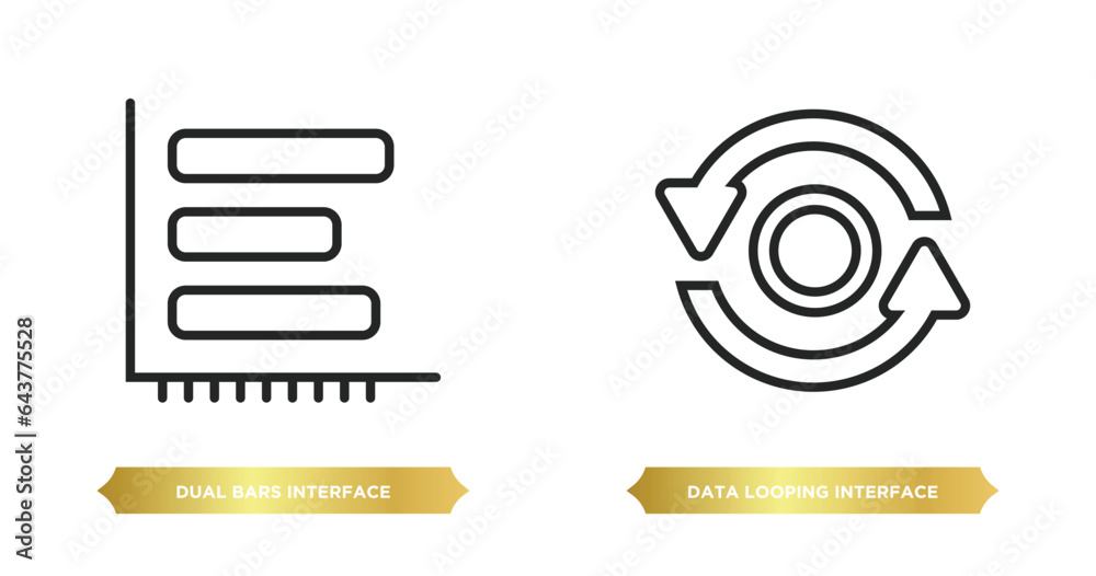 Poster two editable outline icons from user interface concept. thin line icons such as dual bars interface,