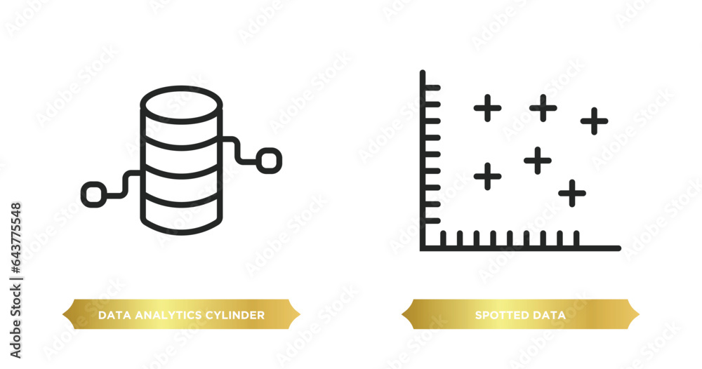 Poster two editable outline icons from user interface concept. thin line icons such as data analytics cylin