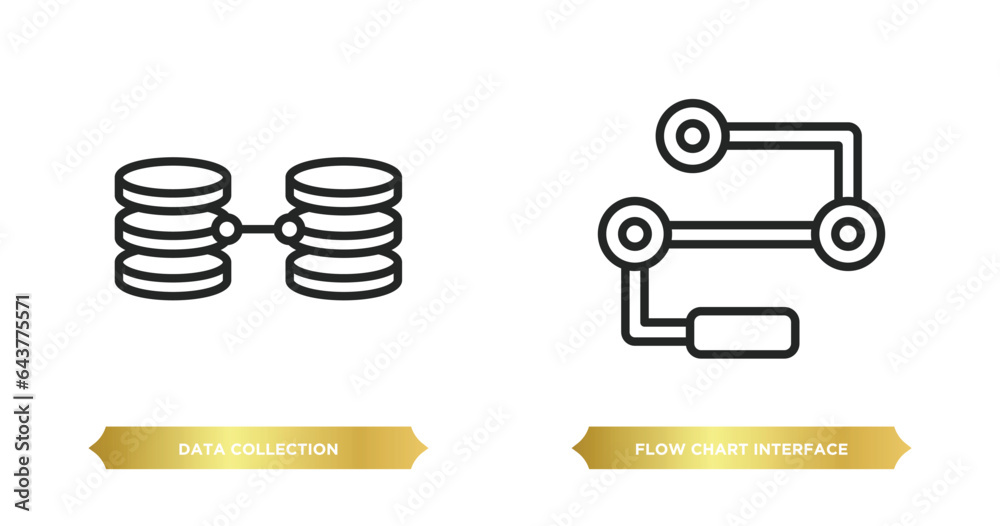 Poster two editable outline icons from user interface concept. thin line icons such as data collection, flo