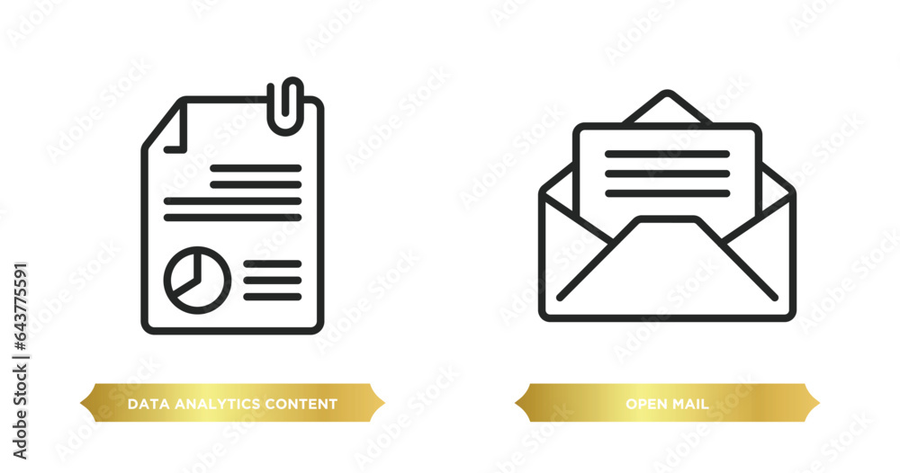 Poster two editable outline icons from user interface concept. thin line icons such as data analytics conte