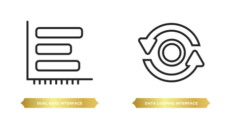 Obraz premium two editable outline icons from user interface concept. thin line icons such as dual bars interface, data looping interface vector.