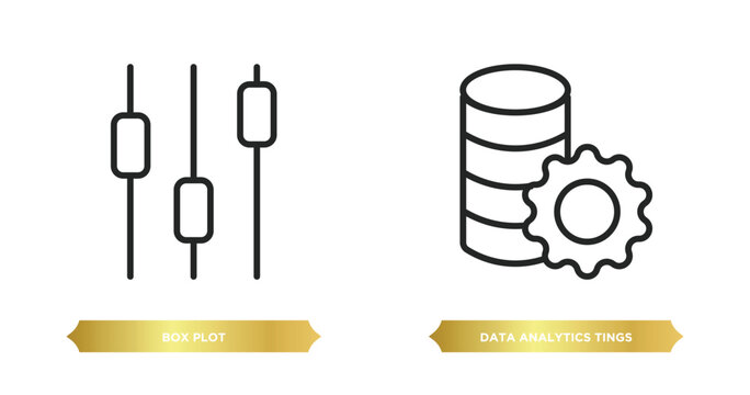 two editable outline icons from user interface concept. thin line icons such as box plot, data analytics tings vector.