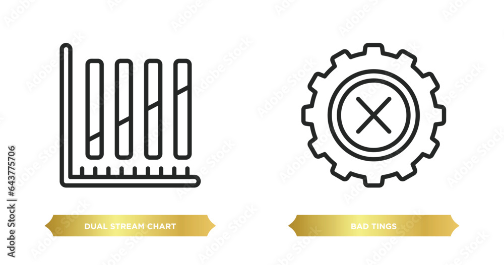 Poster two editable outline icons from user interface concept. thin line icons such as dual stream chart, b