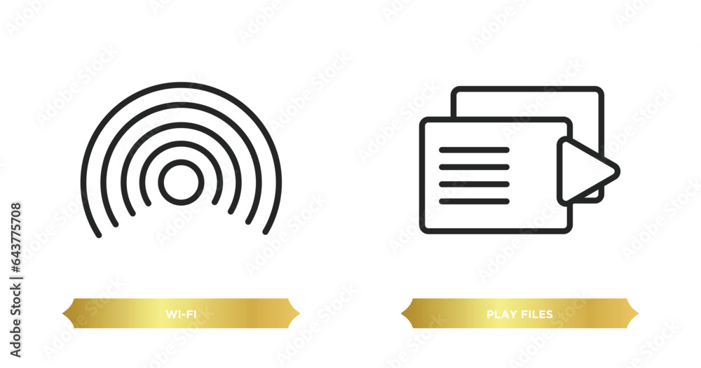 Poster two editable outline icons from user interface concept. thin line icons such as wi-fi, play files ve
