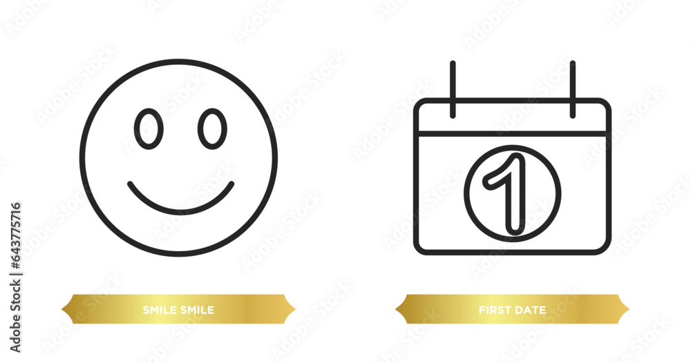 Poster two editable outline icons from user interface concept. thin line icons such as smile smile, first d