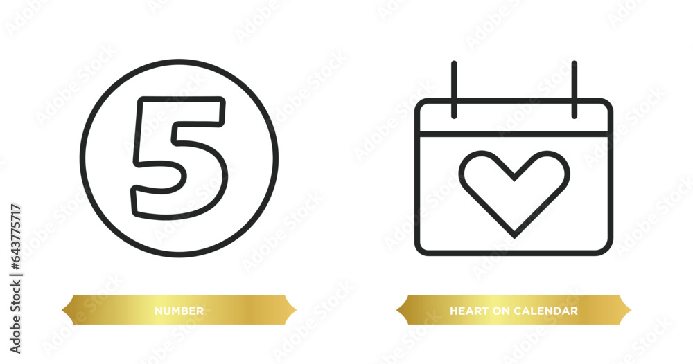 Poster two editable outline icons from user interface concept. thin line icons such as number, heart on cal