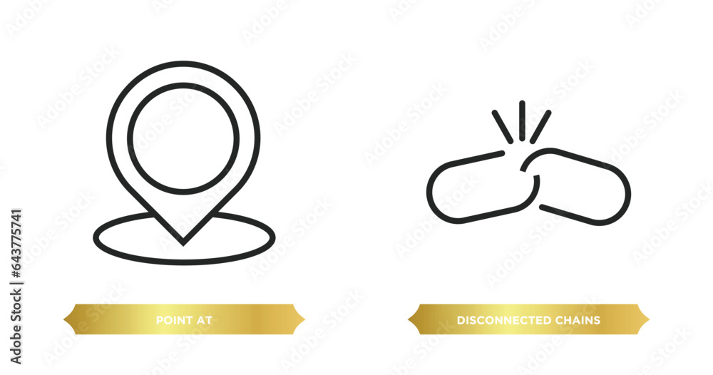 Poster two editable outline icons from user interface concept. thin line icons such as point at, disconnect