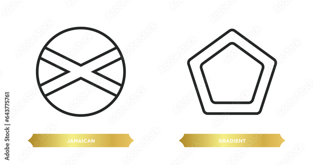 Poster two editable outline icons from user interface concept. thin line icons such as jamaican, gradient v