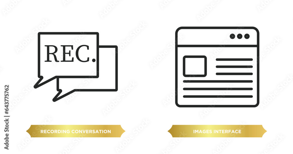 Poster two editable outline icons from user interface concept. thin line icons such as recording conversati