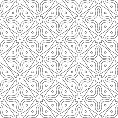 Vector pattern with symmetrical elements . Modern stylish abstract texture. Repeating geometric tiles from striped elements.Black and white pattern.