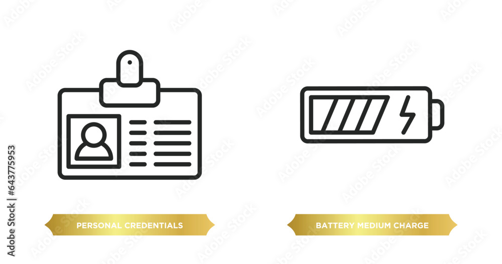 Poster two editable outline icons from user interface concept. thin line icons such as personal credentials