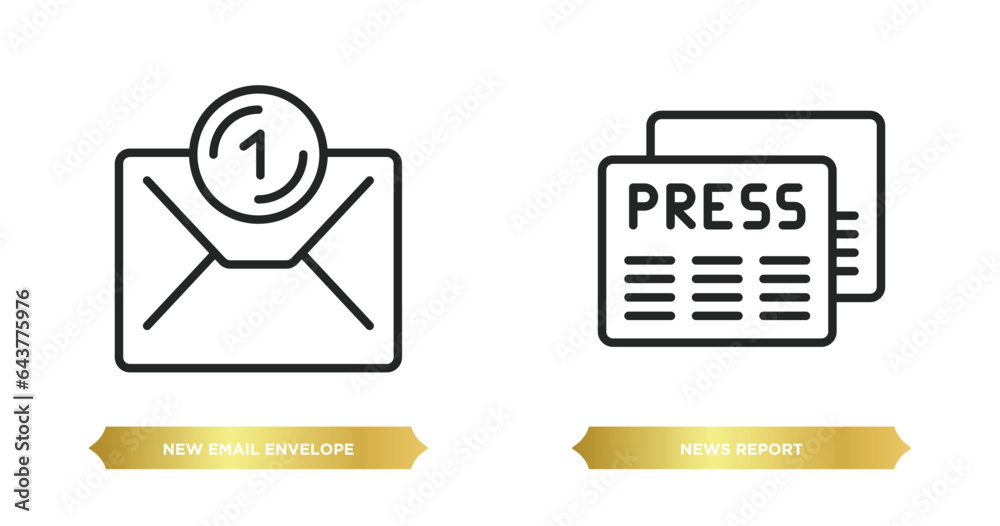 Poster two editable outline icons from user interface concept. thin line icons such as new email envelope, 