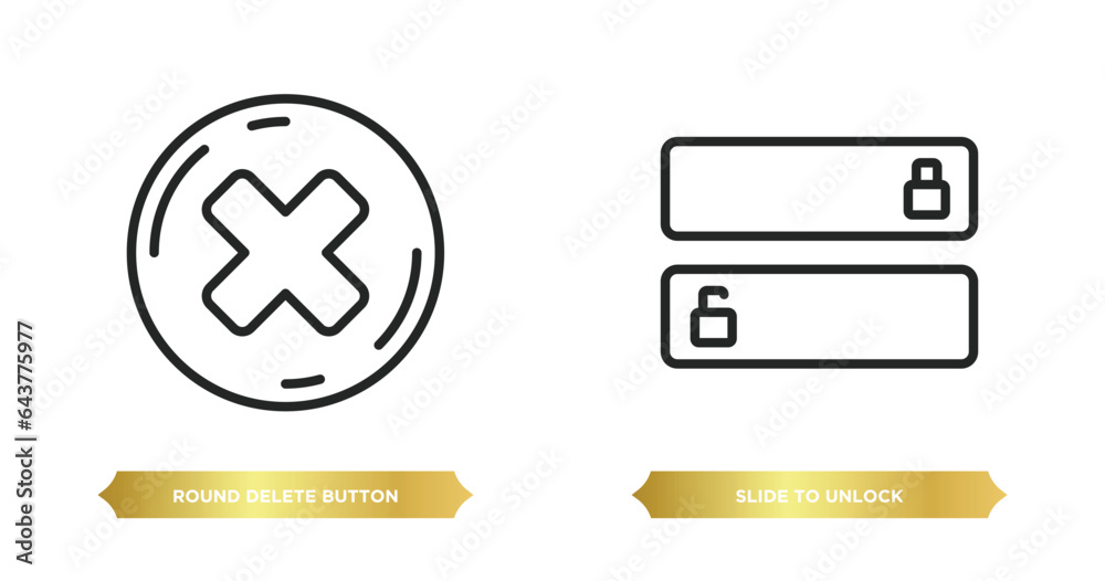 Poster two editable outline icons from user interface concept. thin line icons such as round delete button,