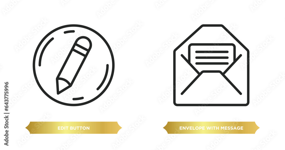Poster two editable outline icons from user interface concept. thin line icons such as edit button, envelop
