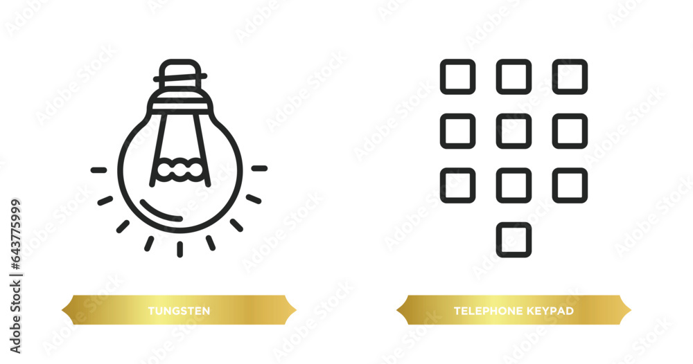 Poster two editable outline icons from user interface concept. thin line icons such as tungsten, telephone 