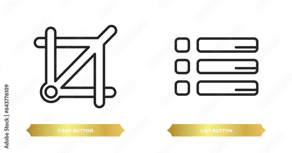 Poster two editable outline icons from user interface concept. thin line icons such as crop button, list bu