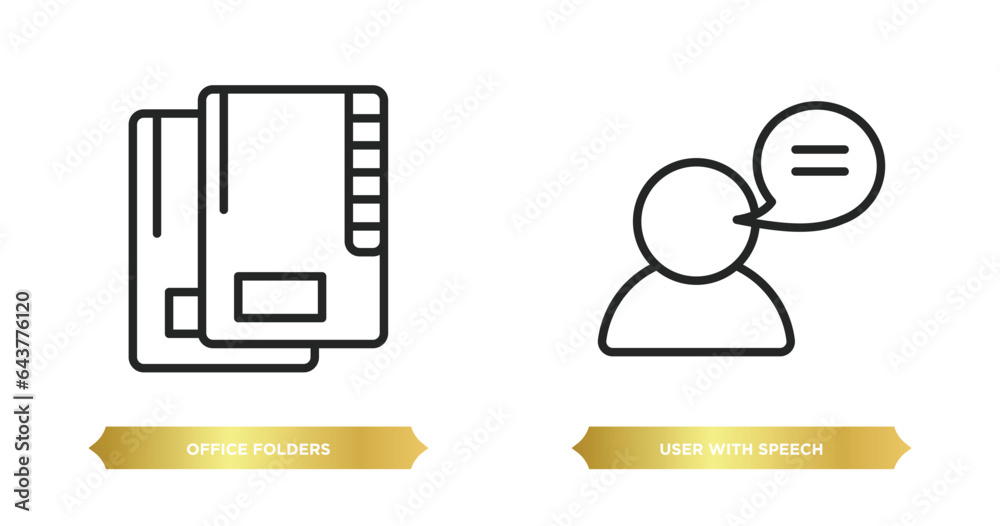 Poster two editable outline icons from user interface concept. thin line icons such as office folders, user