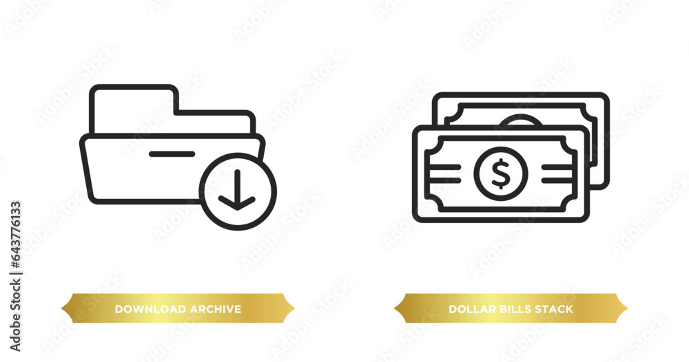Poster two editable outline icons from user interface concept. thin line icons such as download archive, do