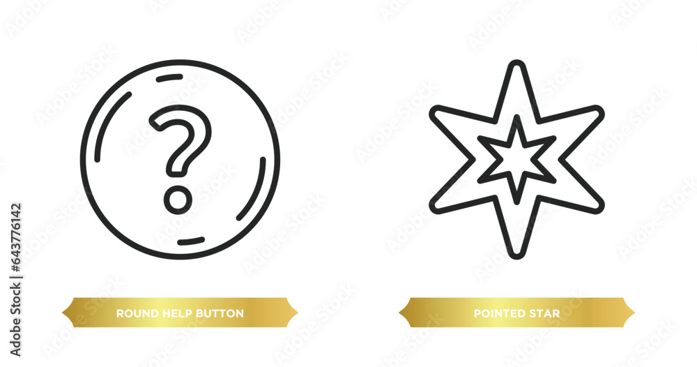 Poster two editable outline icons from user interface concept. thin line icons such as round help button, p