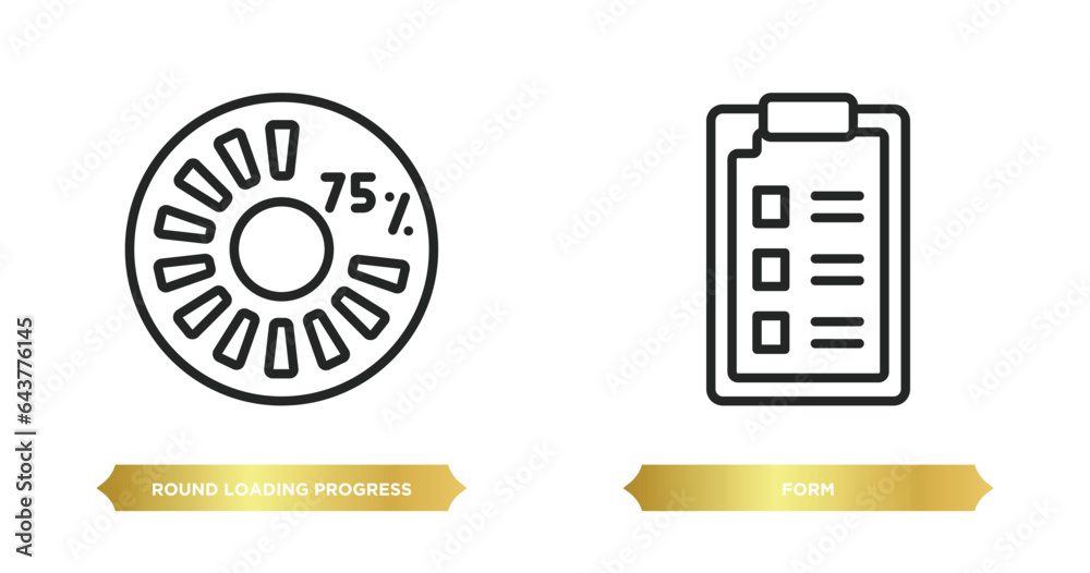 Poster two editable outline icons from user interface concept. thin line icons such as round loading progre