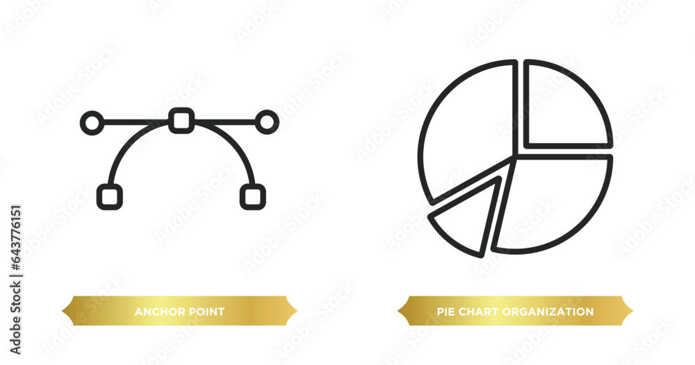 Poster two editable outline icons from user interface concept. thin line icons such as anchor point, pie ch