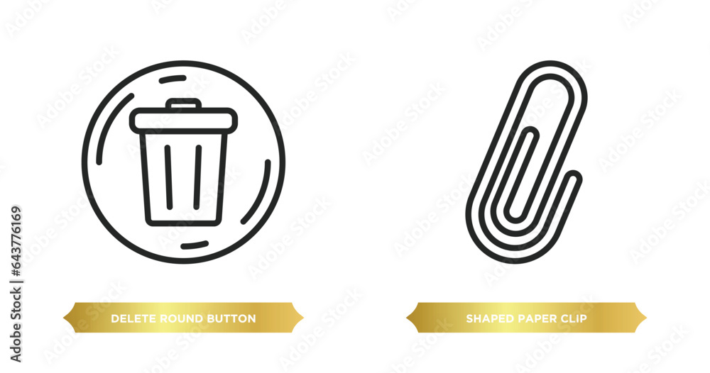 Aufkleber two editable outline icons from user interface concept. thin line icons such as delete round button,