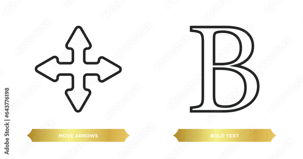 Poster two editable outline icons from user interface concept. thin line icons such as move arrows, bold te