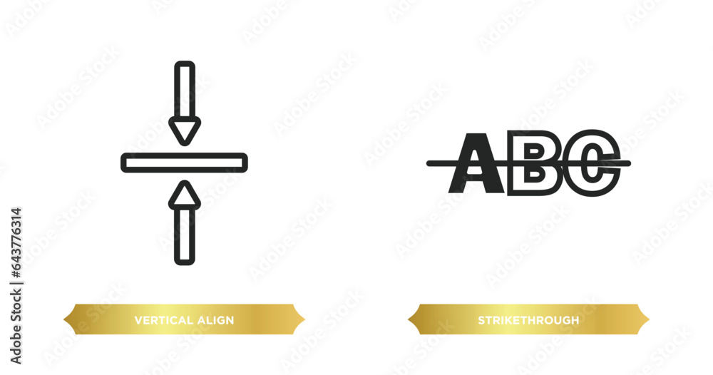 Poster two editable outline icons from user interface concept. thin line icons such as vertical align, stri