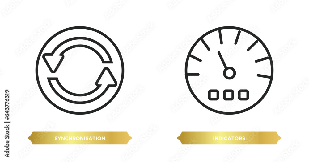 Poster two editable outline icons from user interface concept. thin line icons such as synchronisation, ind