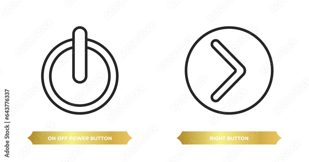 Poster two editable outline icons from user interface concept. thin line icons such as on off power button,