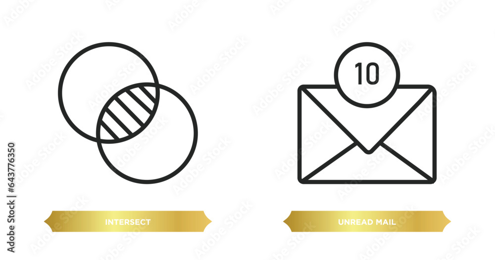 Poster two editable outline icons from user interface concept. thin line icons such as intersect, unread ma