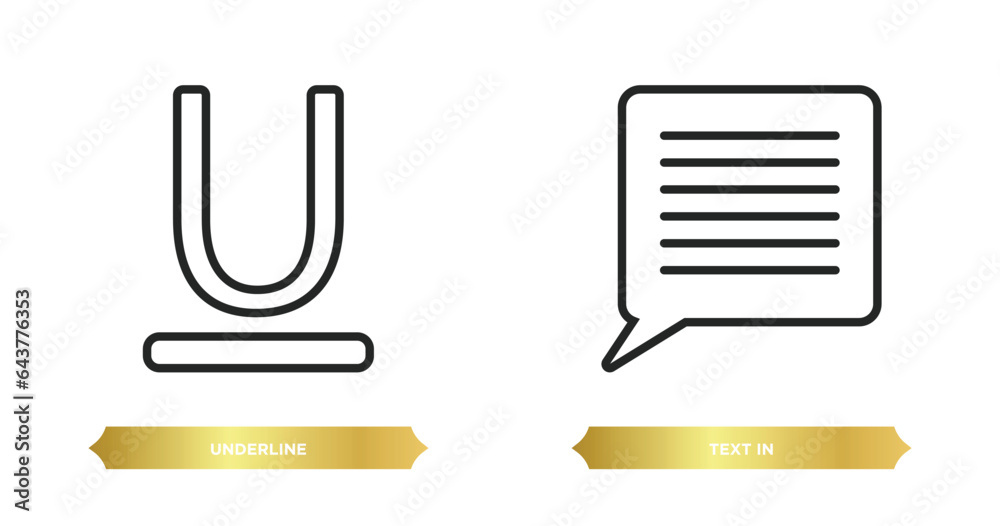 Poster two editable outline icons from user interface concept. thin line icons such as underline, text in v