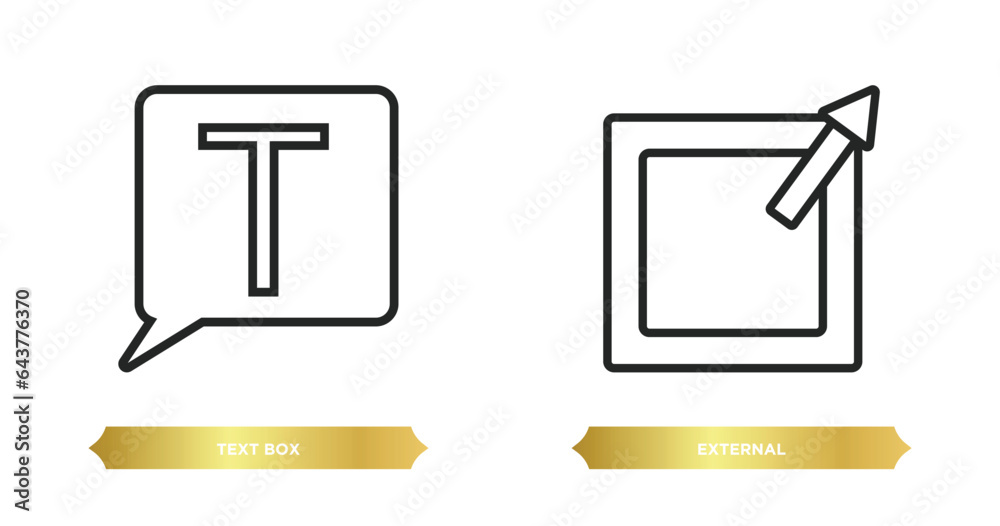 Poster two editable outline icons from user interface concept. thin line icons such as text box, external v