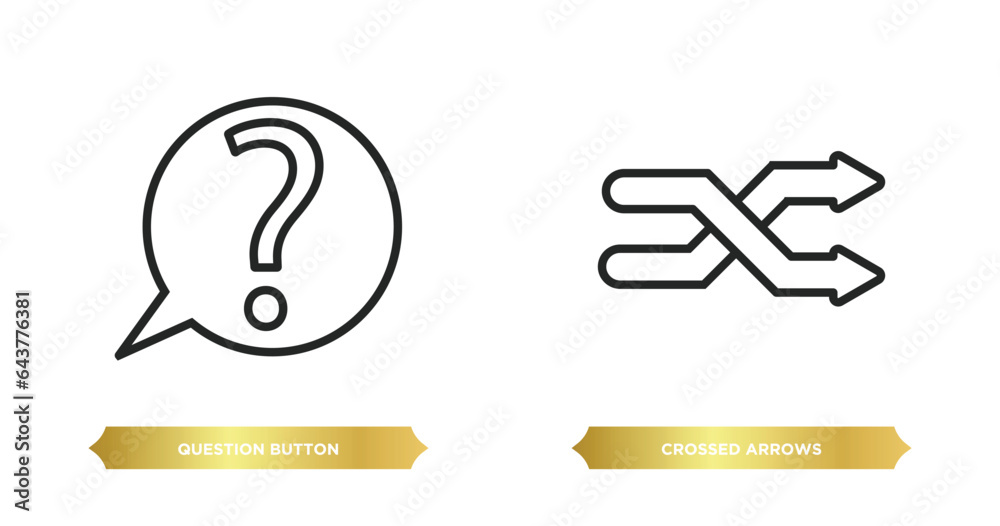 Poster two editable outline icons from user interface concept. thin line icons such as question button, cro