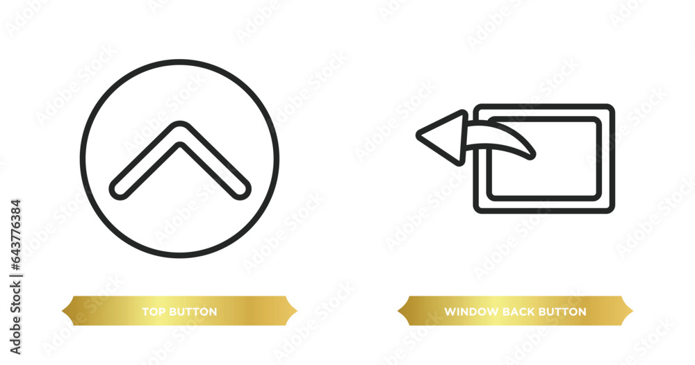 Poster two editable outline icons from user interface concept. thin line icons such as top button, window b