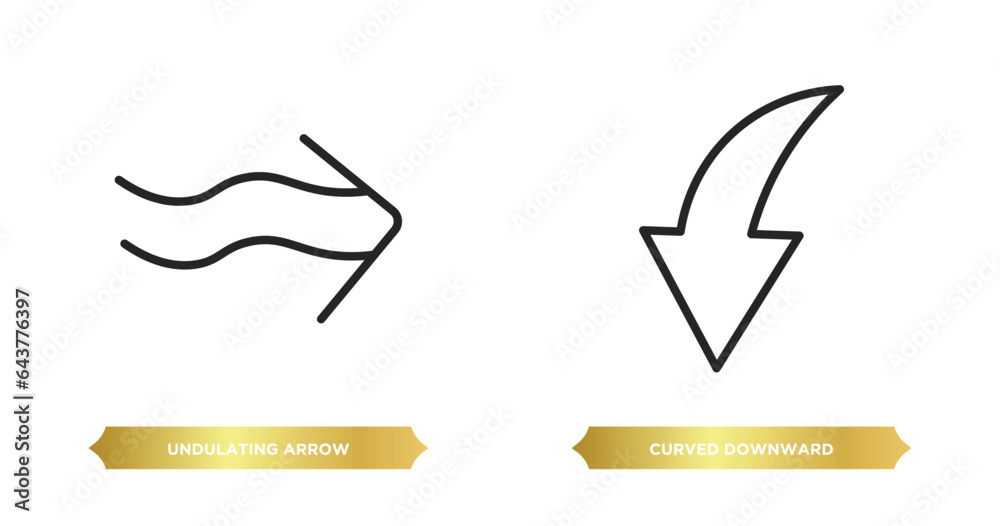 Poster two editable outline icons from user interface concept. thin line icons such as undulating arrow, cu