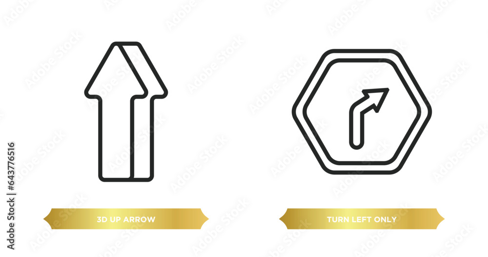 Poster two editable outline icons from user interface concept. thin line icons such as 3d up arrow, turn le
