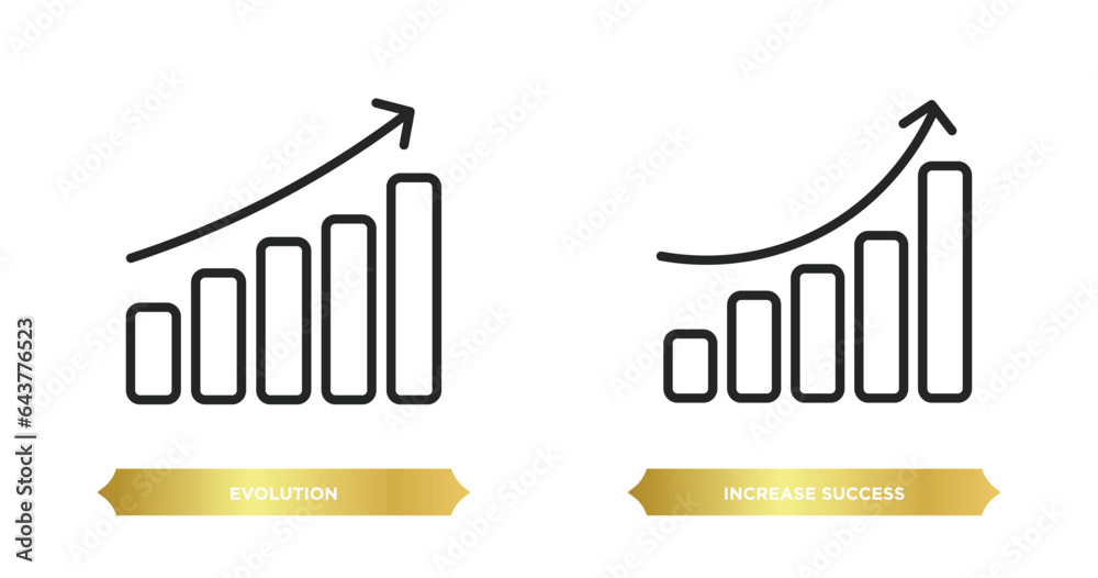 Poster two editable outline icons from user interface concept. thin line icons such as evolution, increase 