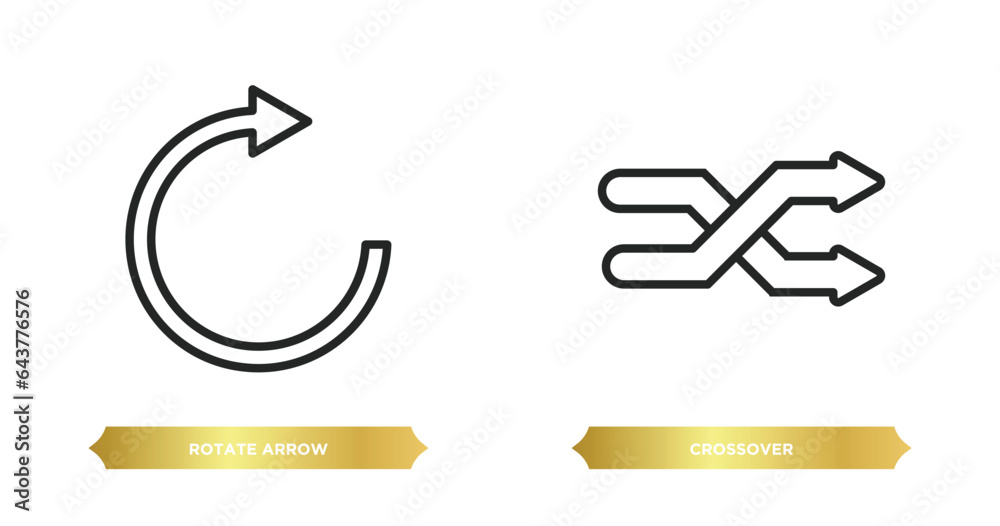 Poster two editable outline icons from user interface concept. thin line icons such as rotate arrow, crosso