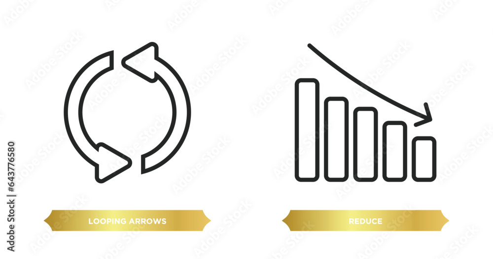 Poster two editable outline icons from user interface concept. thin line icons such as looping arrows, redu