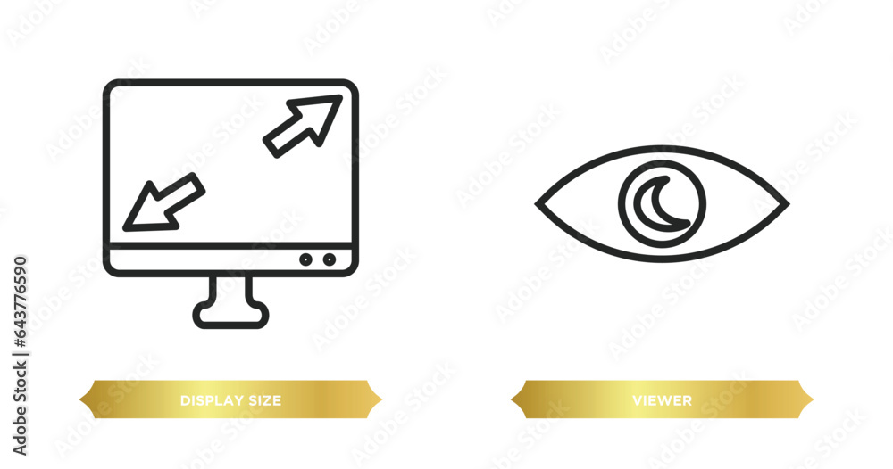 Poster two editable outline icons from user interface concept. thin line icons such as display size, viewer