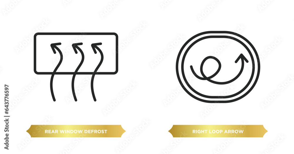 Poster two editable outline icons from user interface concept. thin line icons such as rear window defrost,