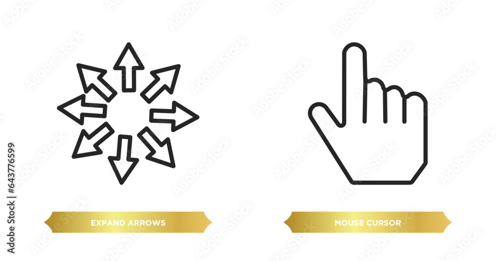 Poster two editable outline icons from user interface concept. thin line icons such as expand arrows, mouse