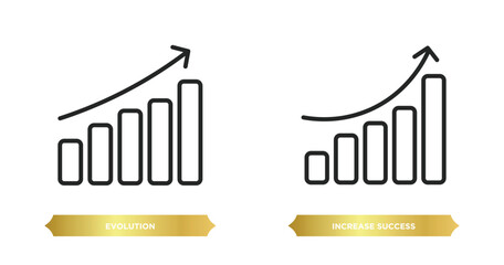 two editable outline icons from user interface concept. thin line icons such as evolution, increase success vector.