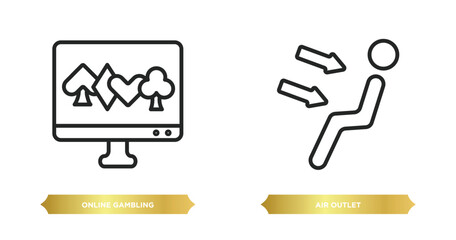 two editable outline icons from user interface concept. thin line icons such as online gambling, air outlet vector.