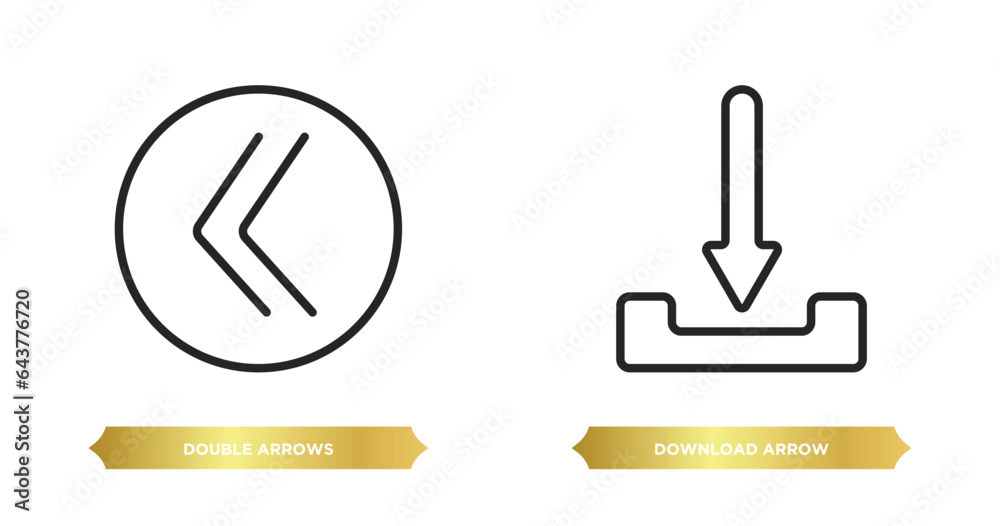 Poster two editable outline icons from user interface concept. thin line icons such as double arrows, downl