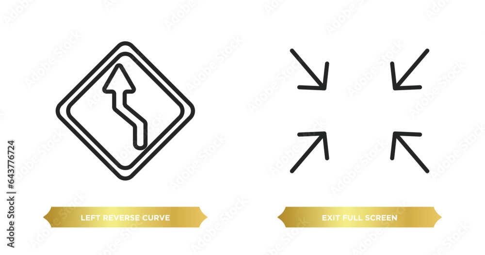 Poster two editable outline icons from user interface concept. thin line icons such as left reverse curve, 